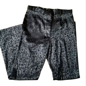 🇨🇦 Vintage 90s Bégain Black High Rise Damask Jacquard  Pants Size Small Medium